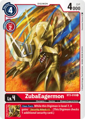 ZubaEagermon, Digimon card BT3-010