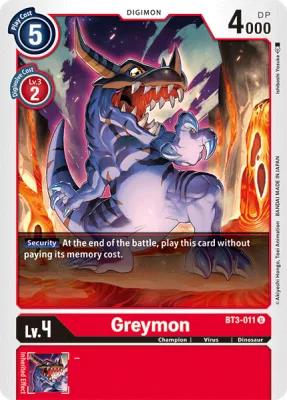 Greymon, Digimon card BT3-011