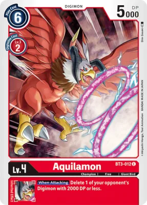 Aquilamon, Digimon card BT3-012