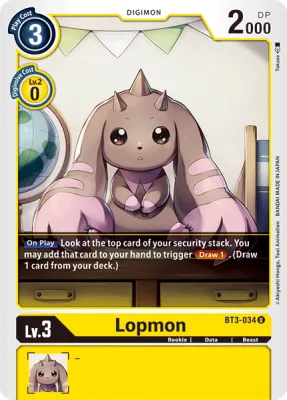 Lopmon, Digimon card BT3-034