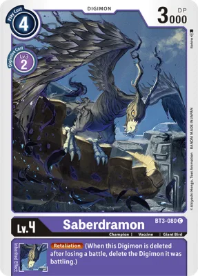 Saberdramon, Digimon card BT3-080
