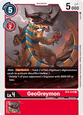 GeoGreymon, Digimon card BT4-012
