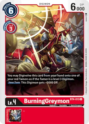 BurningGreymon, Digimon card BT4-013