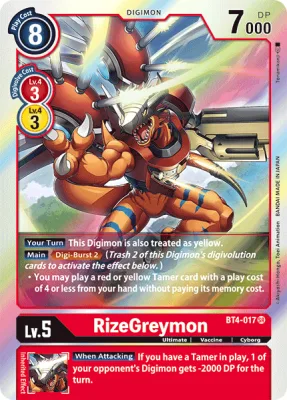 RizeGreymon, Digimon card BT4-017