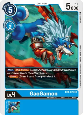 GaoGamon, Digimon card BT4-026