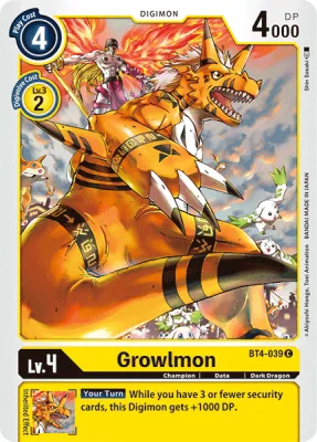 Growlmon, Digimon card BT4-039