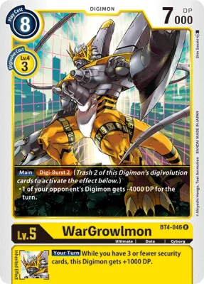 WarGrowlmon, Digimon card BT4-046