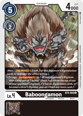 Baboongamon, Digimon card BT4-068