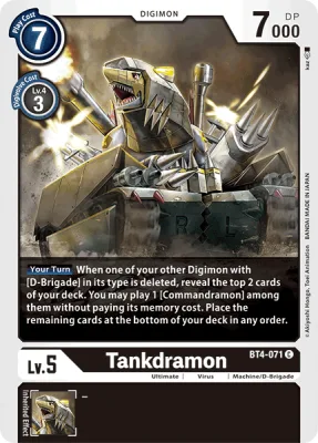 Tankdramon, Digimon card BT4-071