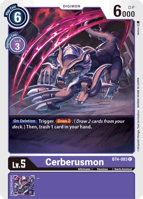 Cerberusmon, Digimon card BT4-083