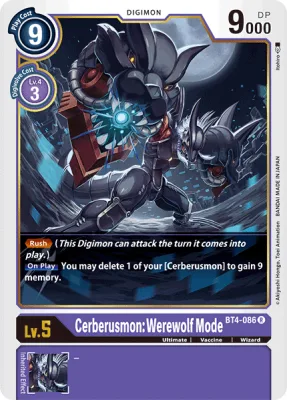 Cerberusmon: Werewolf Mode, Digimon card BT4-086