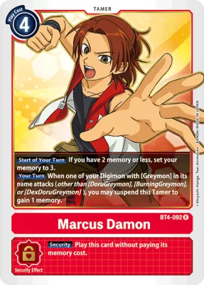 Marcus Damon, Digimon card BT4-092