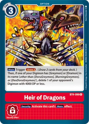 Heir of Dragons, Digimon card BT4-099