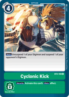 Cyclonic Kick, Digimon card BT4-108