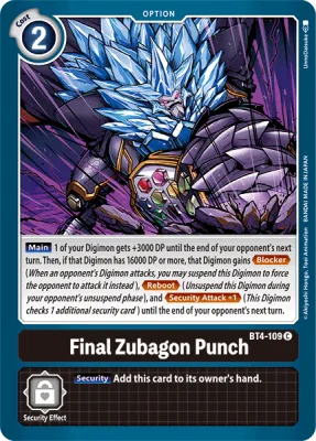 Final Zubagon Punch, Digimon card BT4-109