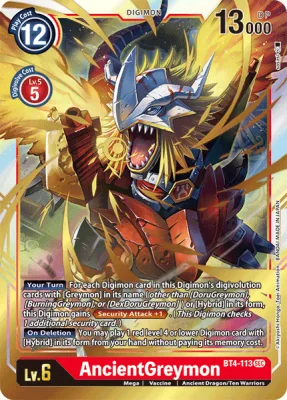 AncientGreymon, Digimon card BT4-113