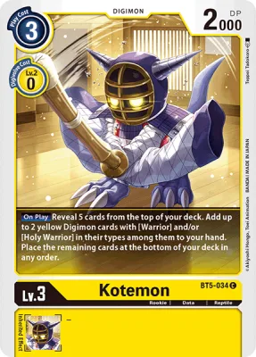 Kotemon, Digimon card BT5-034