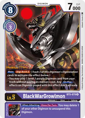 BlackWarGrowlmon, Digimon card BT5-079