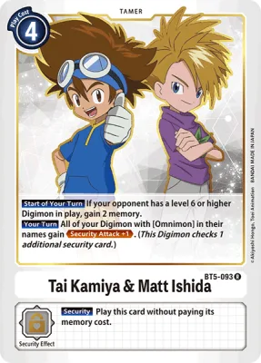 Tai Kamiya & Matt Ishida, Digimon card BT5-093