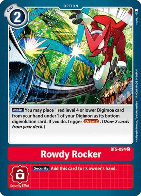Rowdy Rocker, Digimon card BT5-094