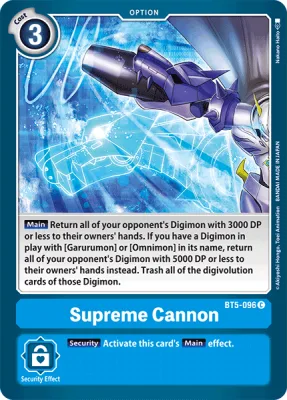 Supreme Cannon, Digimon card BT5-096