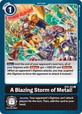A Blazing Storm of Metal!, Digimon card BT5-103