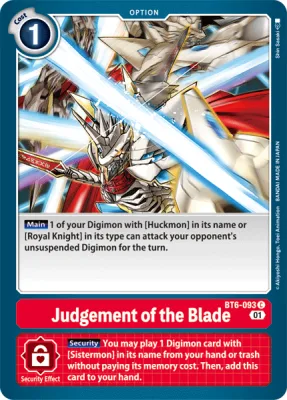 Judgement of the Blade, Digimon card BT6-093