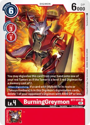 BurningGreymon, Digimon card BT7-011