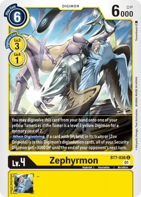 Zephyrmon, Digimon card BT7-036