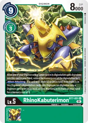 RhinoKabuterimon, Digimon card BT7-051