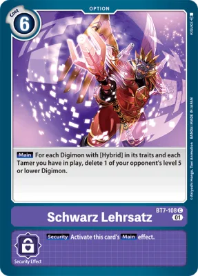 Schwarz Lehrsatz, Digimon card BT7-108