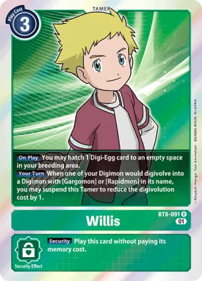 Willis, Digimon card BT8-091