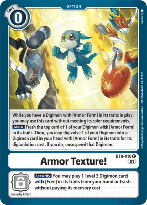 Armor Texture!, Digimon card BT8-110