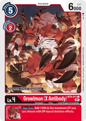 Growlmon (X Antibody), Digimon card BT9-011