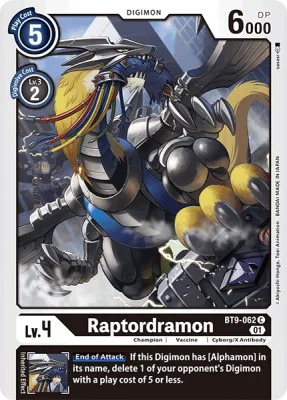 Raptordramon, Digimon card BT9-062