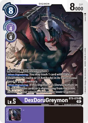 DexDoruGreymon, Digimon card BT9-078