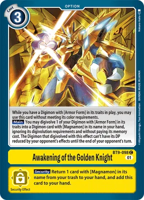 Awakening of the Golden Knight, Digimon card BT9-098