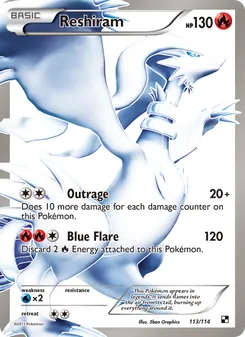 Reshiram — Black & White #113, 2011. Illustrated by 5ban Graphics.