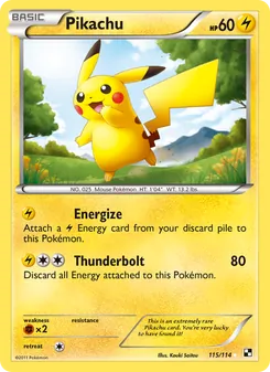 Pikachu — Black & White #115, 2011. Illustrated by Kouki Saitou.