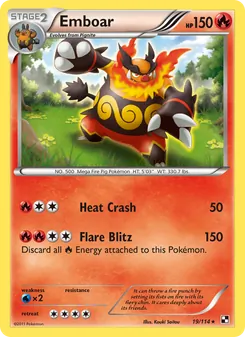 Emboar — Black & White #19, 2011. Illustrated by Kouki Saitou.