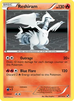 Reshiram — Black & White #26, 2011. Illustrated by 5ban Graphics.