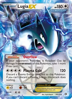 Lugia-EX — Legendary Treasures #102, 2013. Illustrated by Toyste Beach.