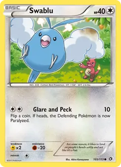 Swablu — Legendary Treasures #103, 2013. Illustrated by Akira Komayama.