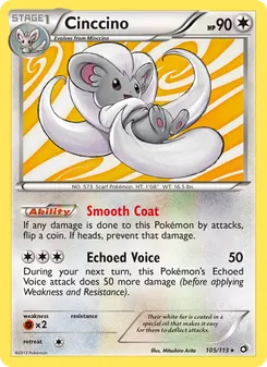 Cinccino — Legendary Treasures #105, 2013. Illustrated by Mitsuhiro Arita.