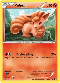 Vulpix — Legendary Treasures #20, 2013. Illustrated by Masakazu Fukuda.