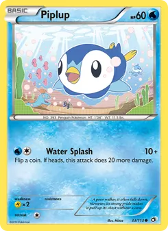Piplup — Legendary Treasures #33, 2013. Illustrated by Mizue.