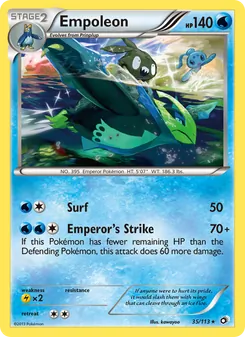 Empoleon — Legendary Treasures #35, 2013. Illustrated by kawayoo.