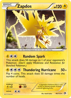 Zapdos — Legendary Treasures #46, 2013. Illustrated by Kouki Saitou.