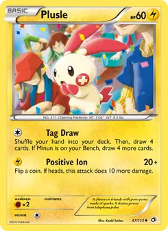 Plusle — Legendary Treasures #47, 2013. Illustrated by Kouki Saitou.