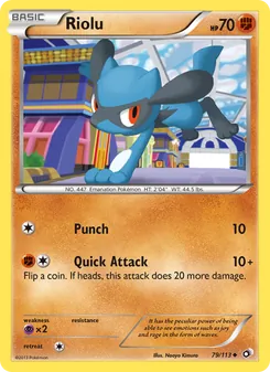 Riolu — Legendary Treasures #79, 2013. Illustrated by Naoyo Kimura.
